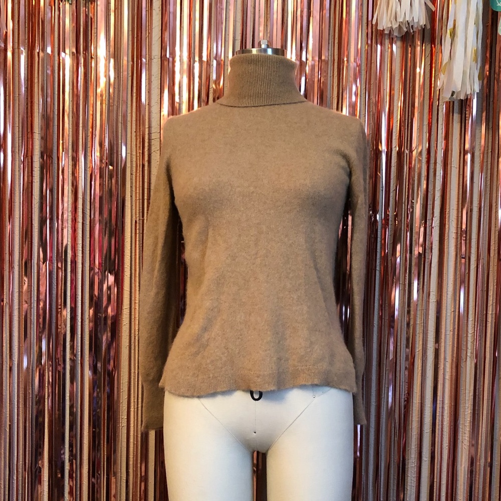 J. Crew Brown Cashmere Turtleneck Sweater